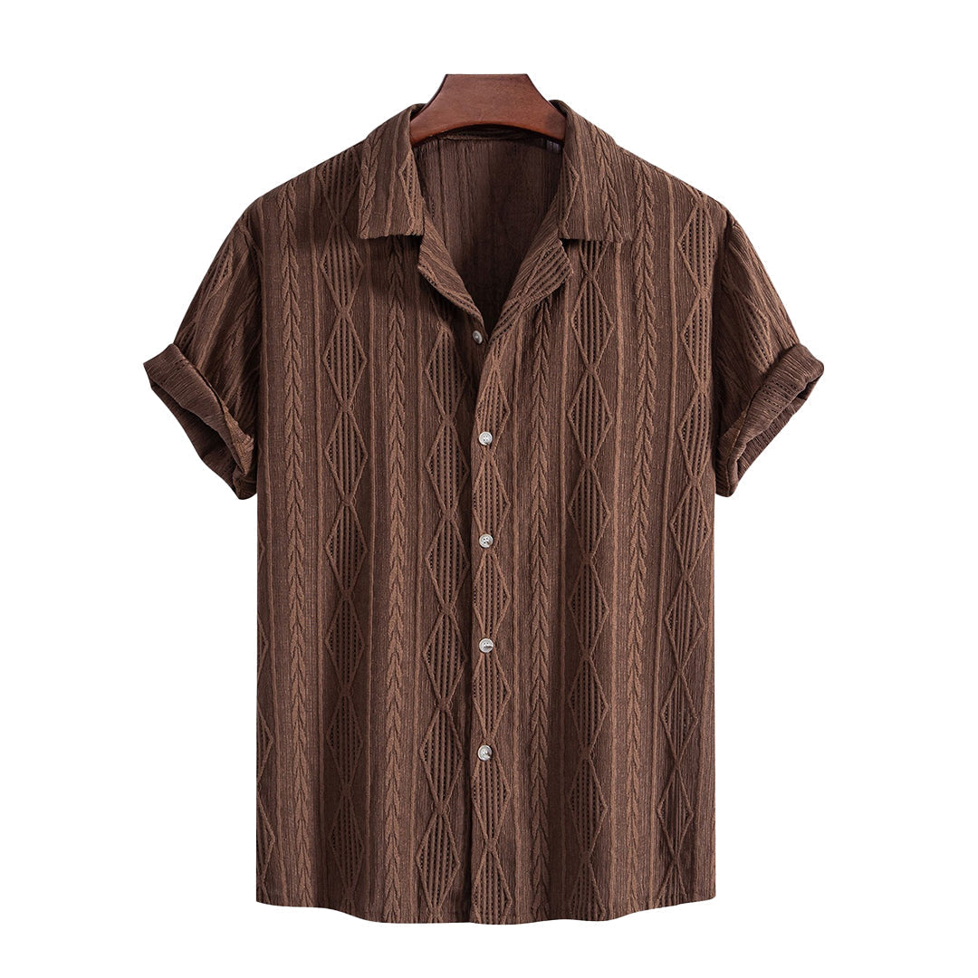 Geometric Jacquard Cuban Shirt