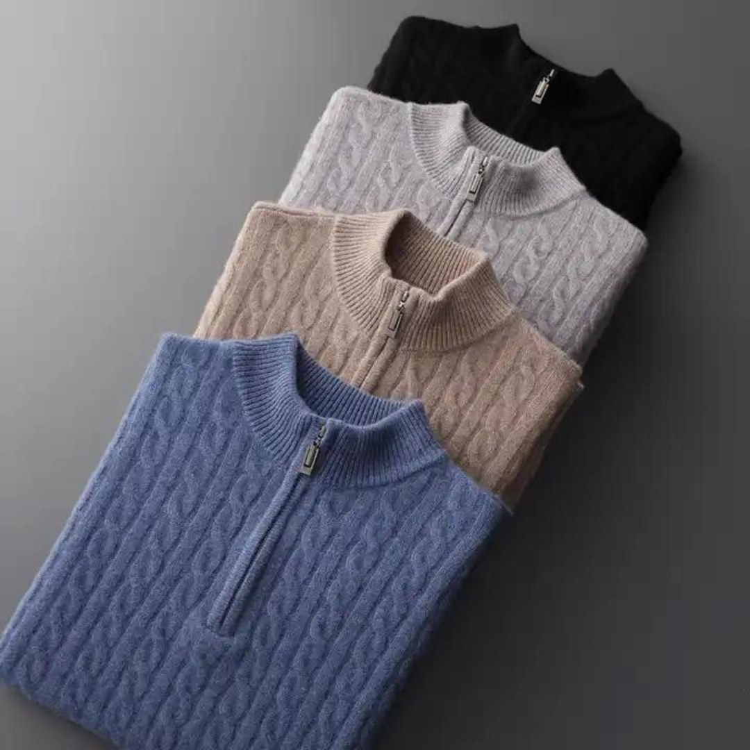 100% Cashmere Woven Half Zip