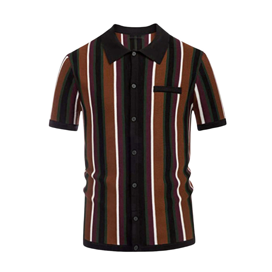 Polo Collar Stripes Casual Shirt