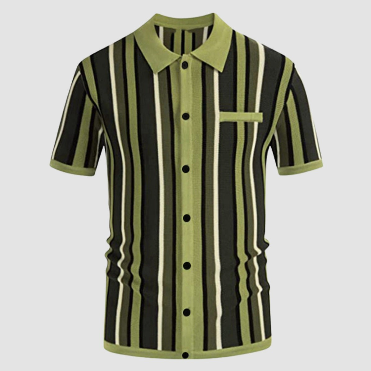 Polo Collar Stripes Casual Shirt