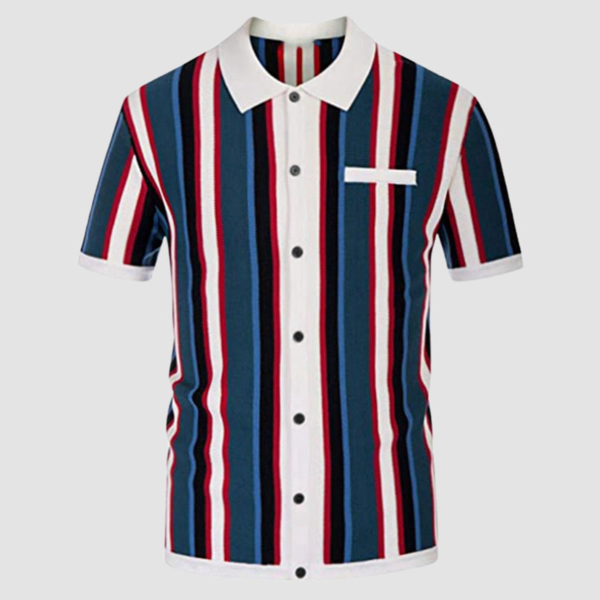 Polo Collar Stripes Casual Shirt