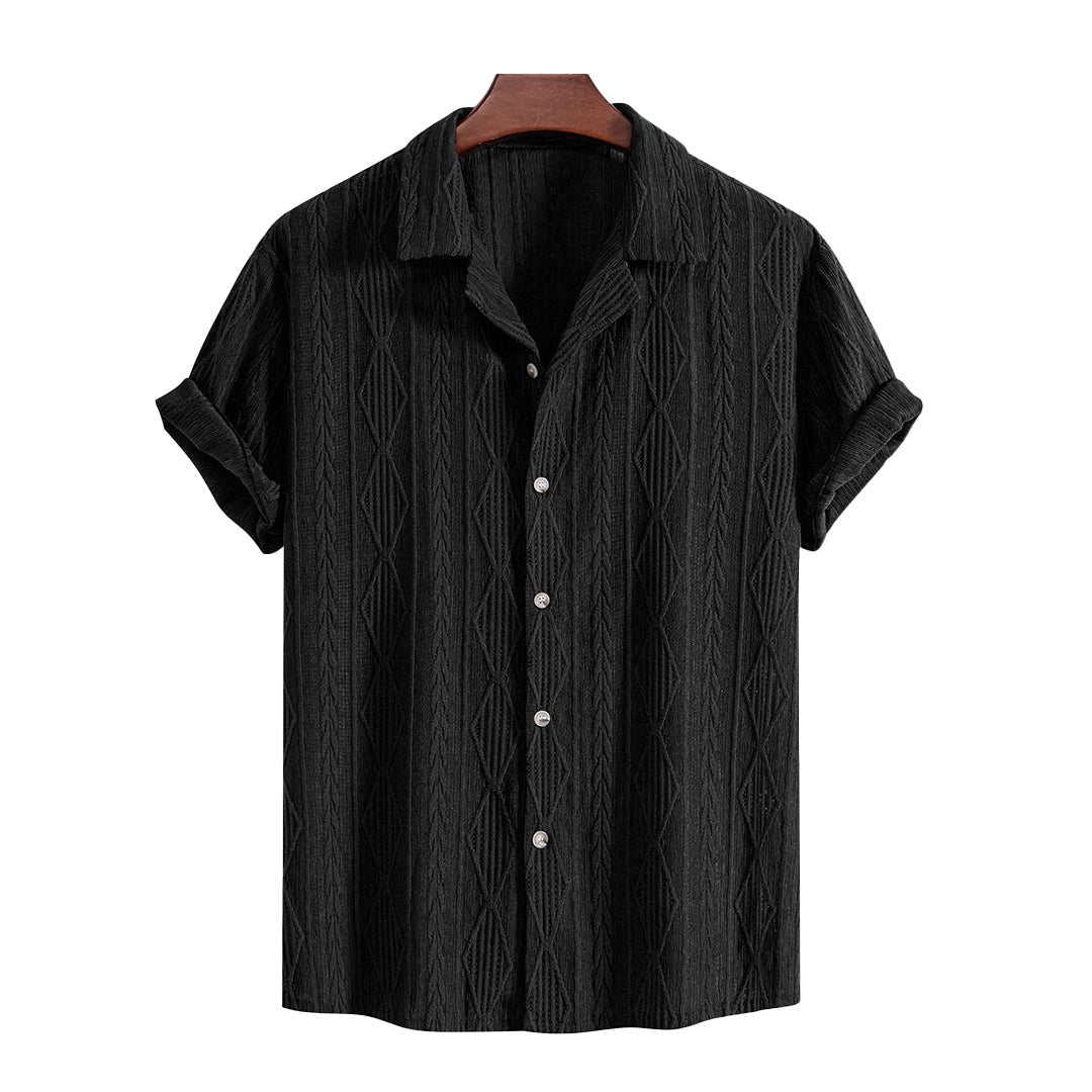 Geometric Jacquard Cuban Shirt