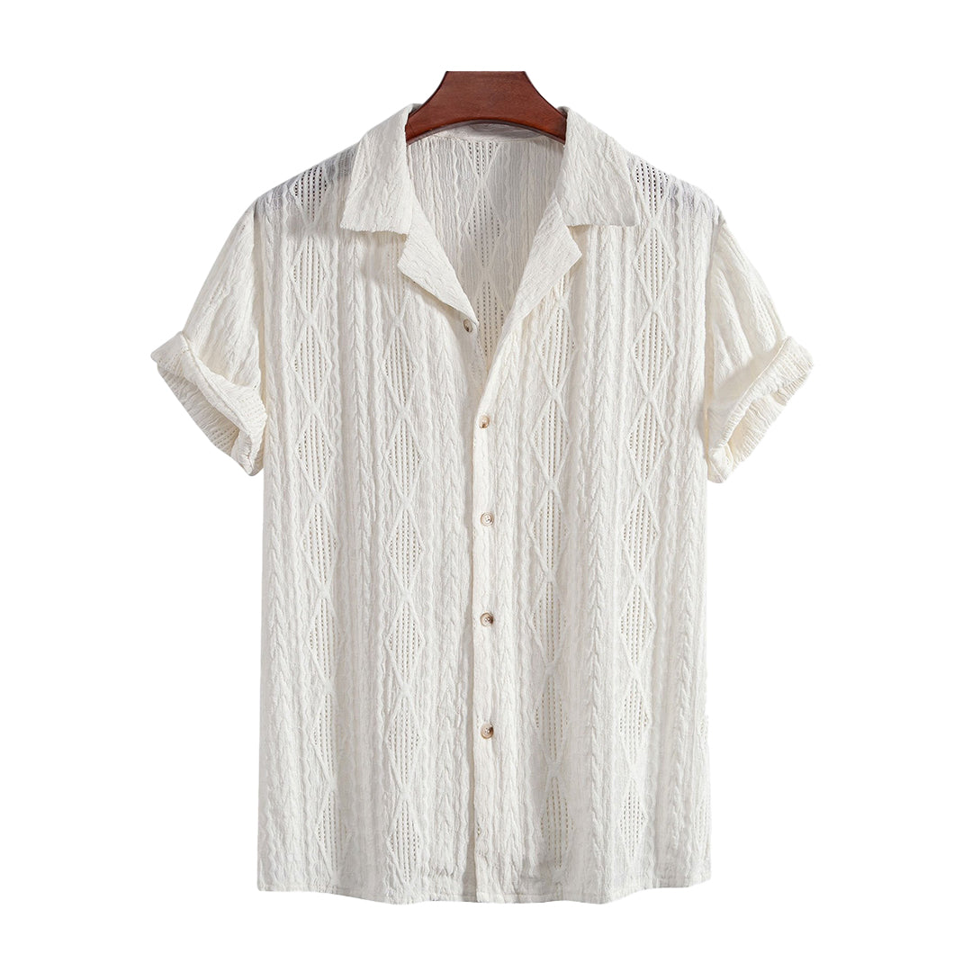 Geometric Jacquard Cuban Shirt