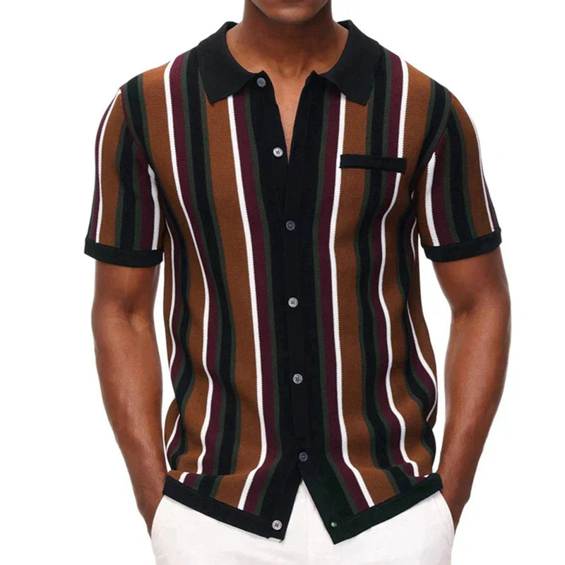 Polo Collar Stripes Casual Shirt