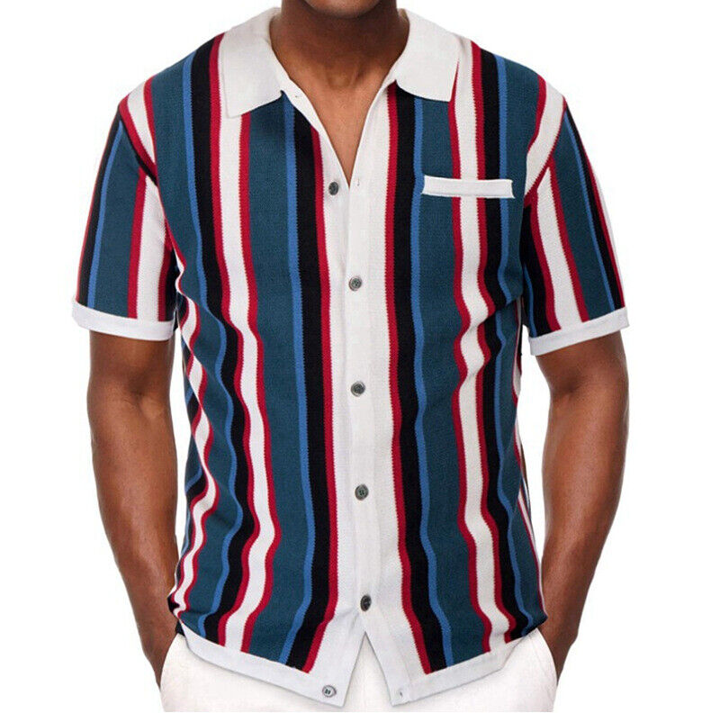 Polo Collar Stripes Casual Shirt